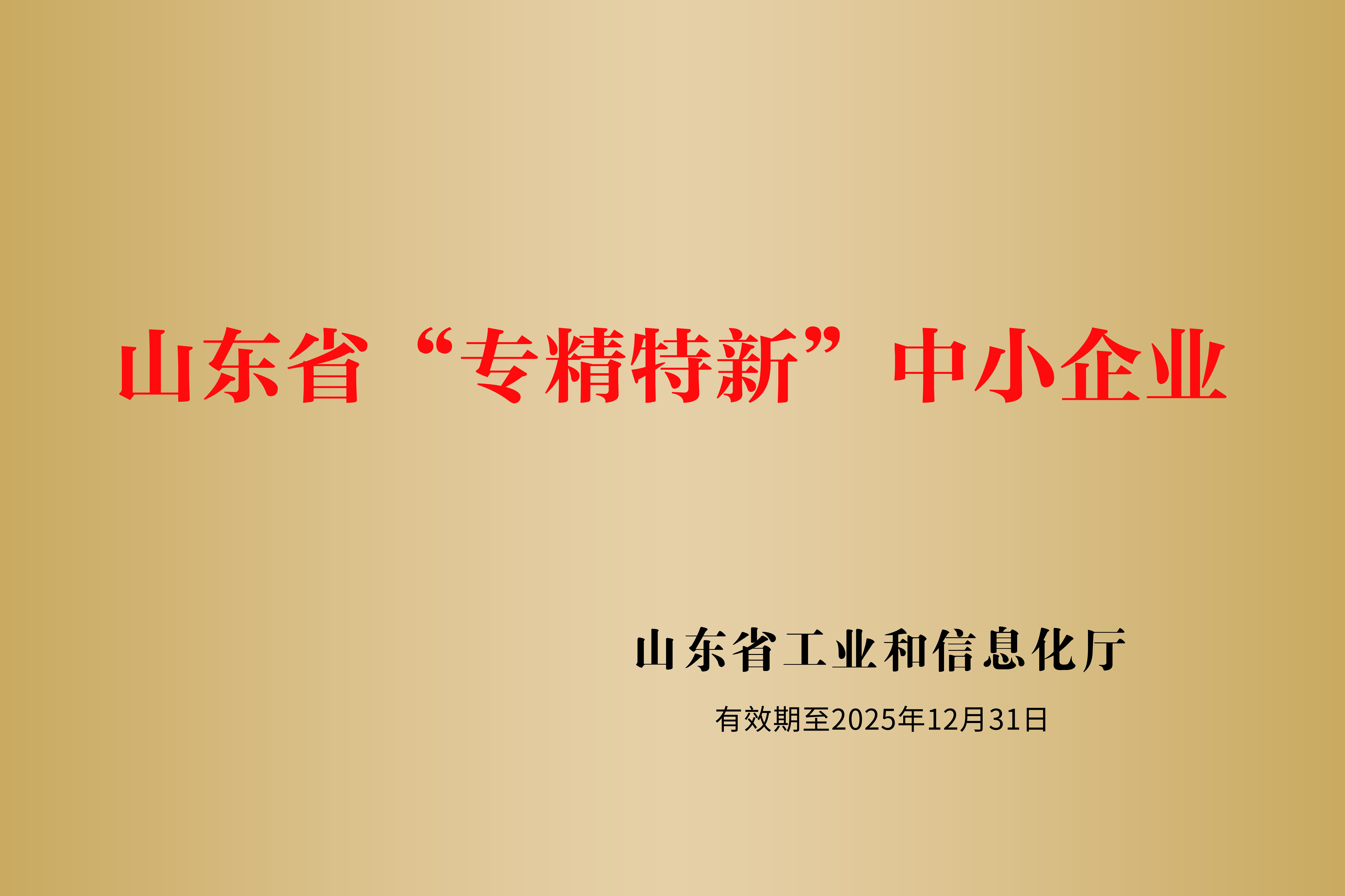 山東省專(zhuān)精特新中小企業(yè)